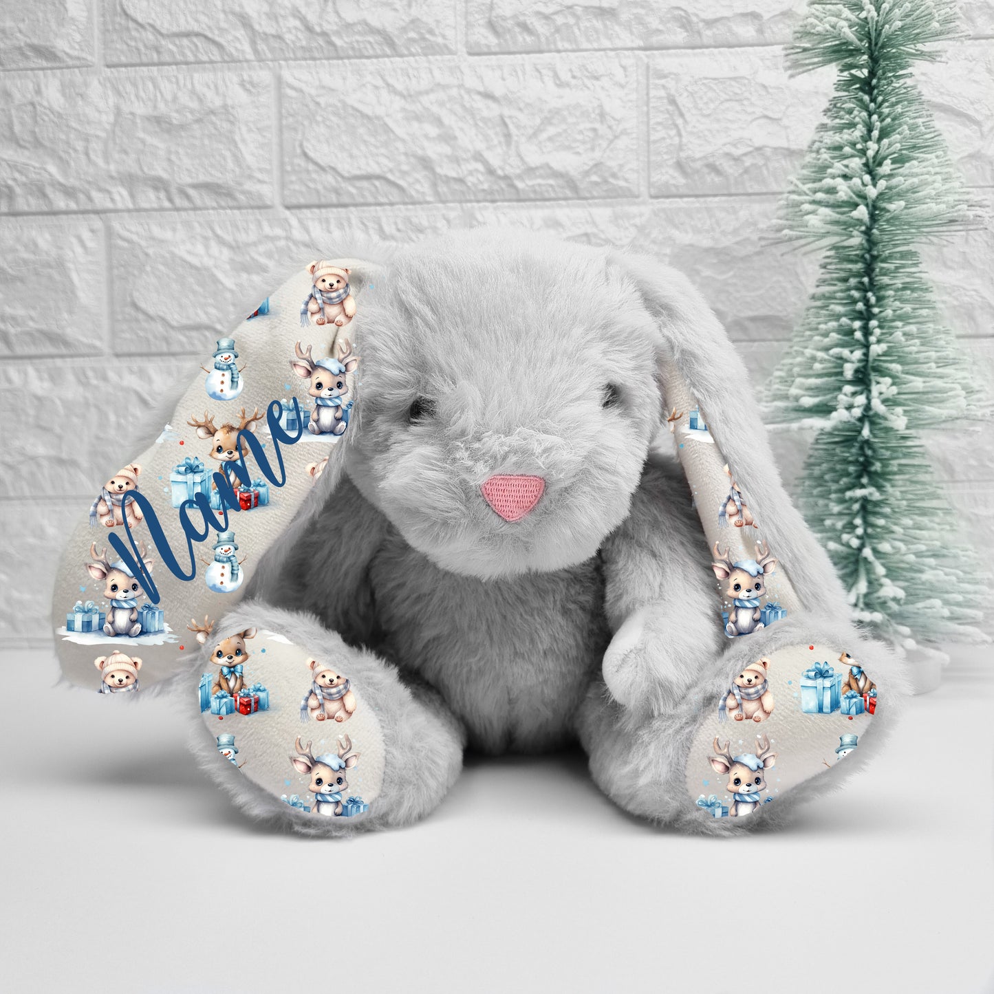 Blue Full Print Christmas Bunny