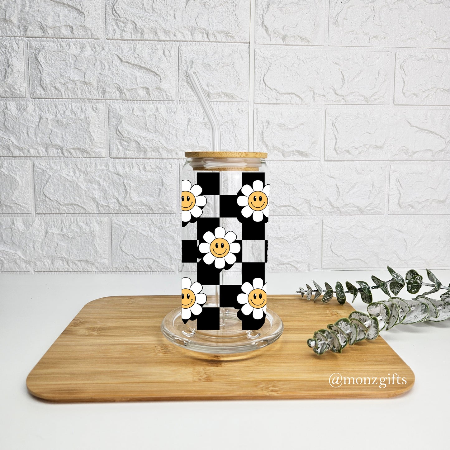 Black Checker Daisy Tumbler