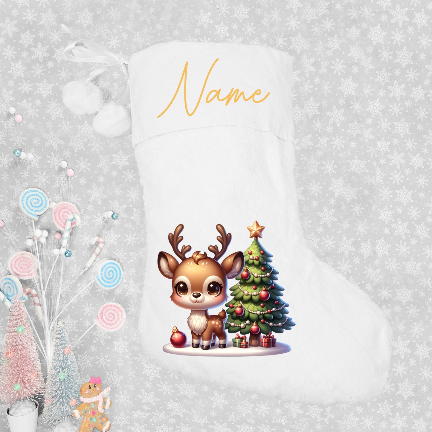 Reindeer & Tree Stocking